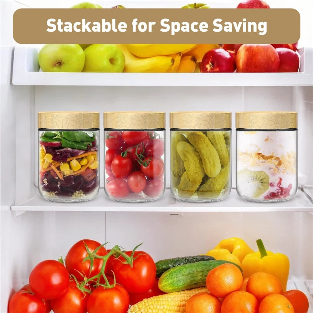 Glass Overnight Oats Containers with Bamboo Lids