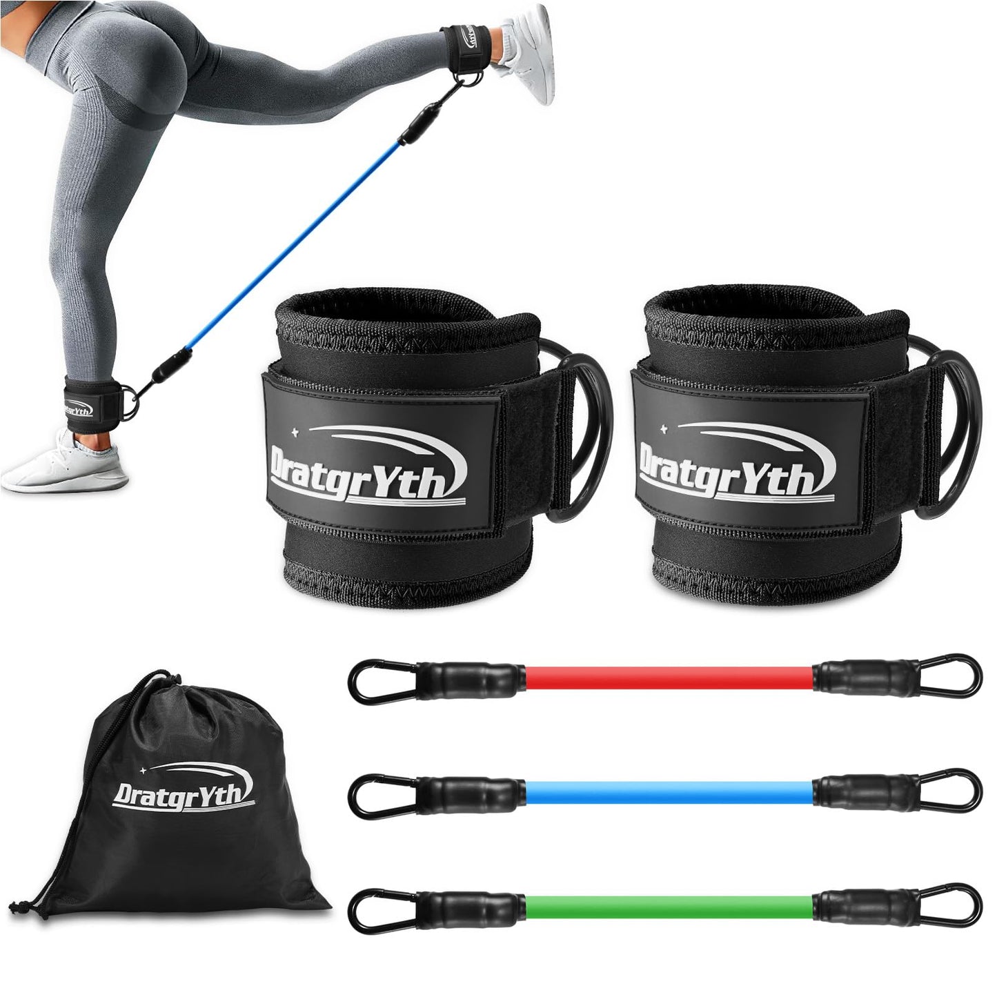 Ankle Workout Resistance Bands with Adjustable Cuffs